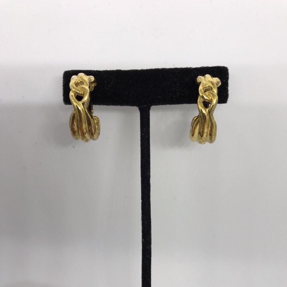 Vintage Givenchy Hoop Clip On Earrings gold tone